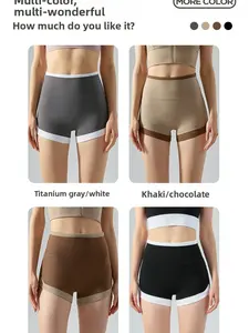Highwaist Contrast Band Yoga Shorts Women Tummy Control Seamless Body Shaper Slimming Thigh Lifting Sports Shorts for Fitness Running