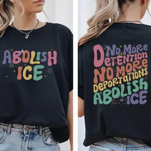 Abolish ICE Social Justice Tee, No One Is Illegal Shirt, 2 sided Printing, Unisex Shirts, 100% Cotton Tees # Abolish ICE # VintageTee # 90sVibe