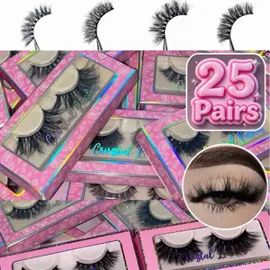 25 Pairs False Lashes Mixed Fluffy Styles 12mm-25mm Lengths Faux Mink Full Volume High Quality Strip Eyelashes Long Lasting Makeup