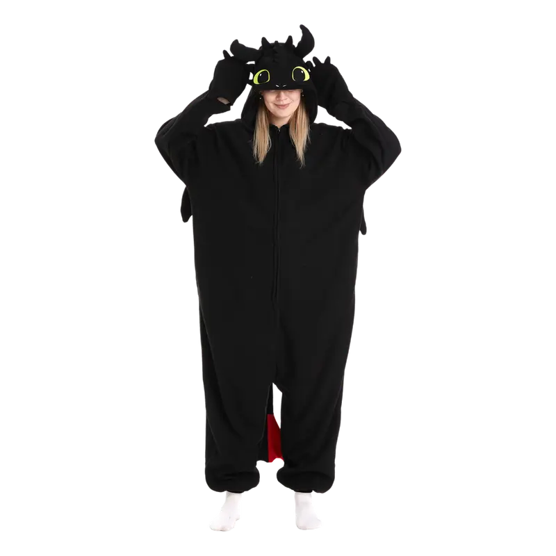 NCBYKM Women's Cute Cartoon Dragon Fleece Onesie Pajamas - Unisex 1-Piece Zipper Suit with Stylish Stitch, Comfortable Fit, Machine Washable Clothes for Women, Halloween Fits Pajama Sets
