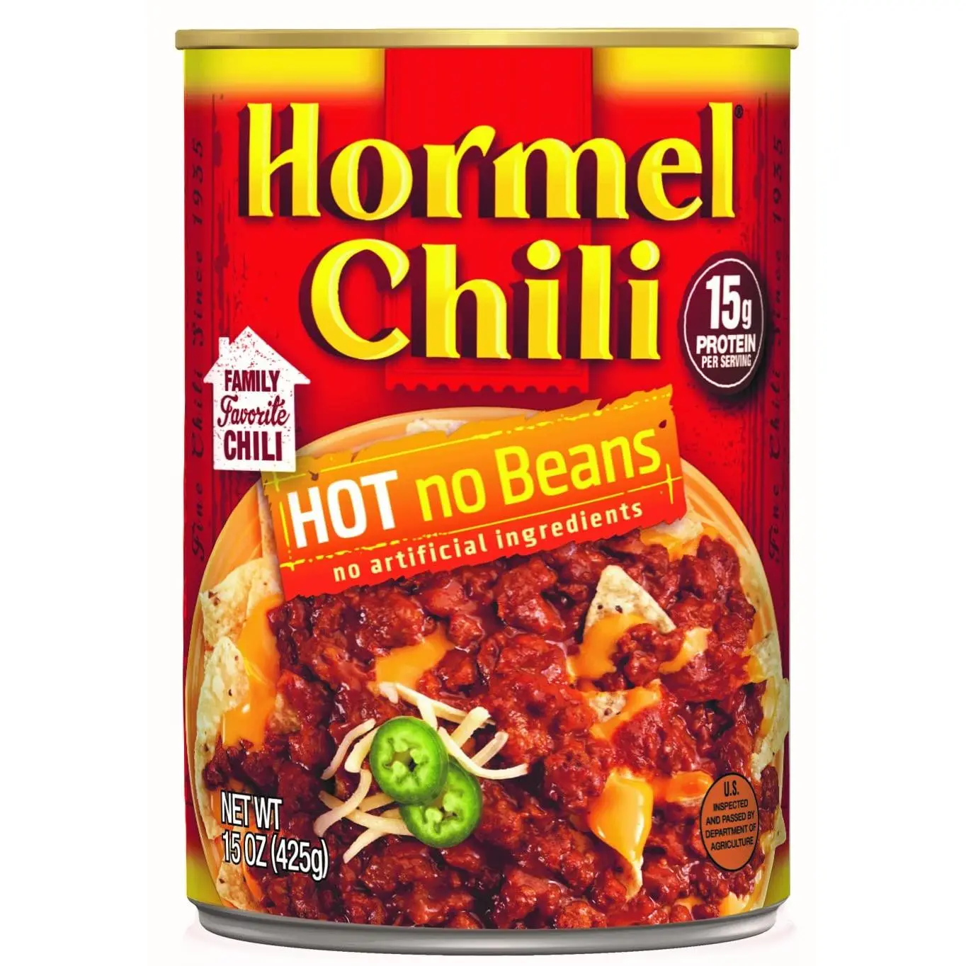 HORMEL Chili Hot No Beans, No Artificial Ingredients, 15 Oz