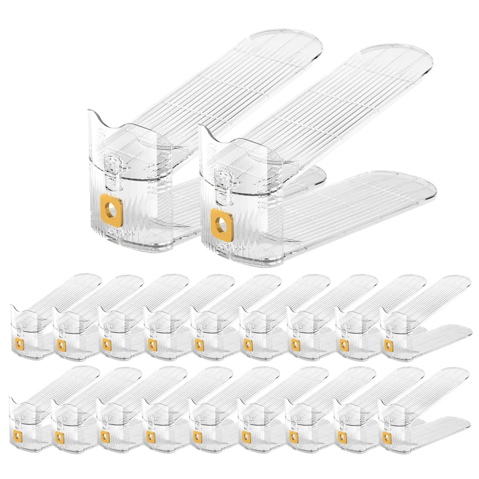 20 Pack Shoe Slots Organizer Adjustable Level Shoe Stacker Holder Storage Space Saving Sneakers Display Tray Rack for Closet (Transparent, 20 Pack)