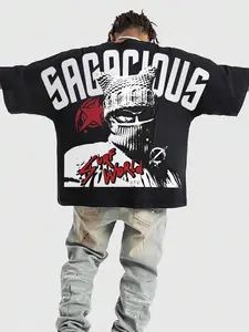 Lane Bryant Vintage Graphic Tee American Street Hip-Hop Printed Short-Sleeve T-Shirt for Men Loose Fit Crewneck Dark-Style Casual Fashion Top - Classic