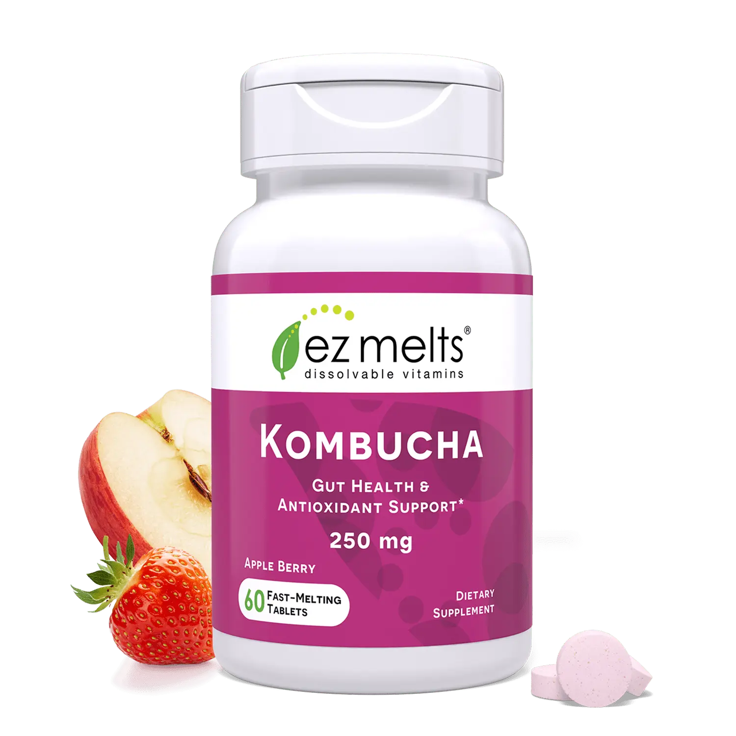 EZ Melts - Fast-Melting Sugar-Free Kombucha Tablets, Gut Health Supplements for Men & Women
