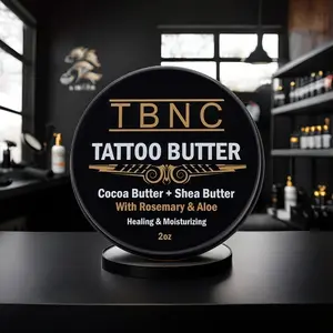 TBNC Tattoo Butter - Unscented Cocoa & Shea Butter with Rosemary & Aloe for Healing & Moisturizing - 2oz - Made in USA - Natural & Cruelty-Free