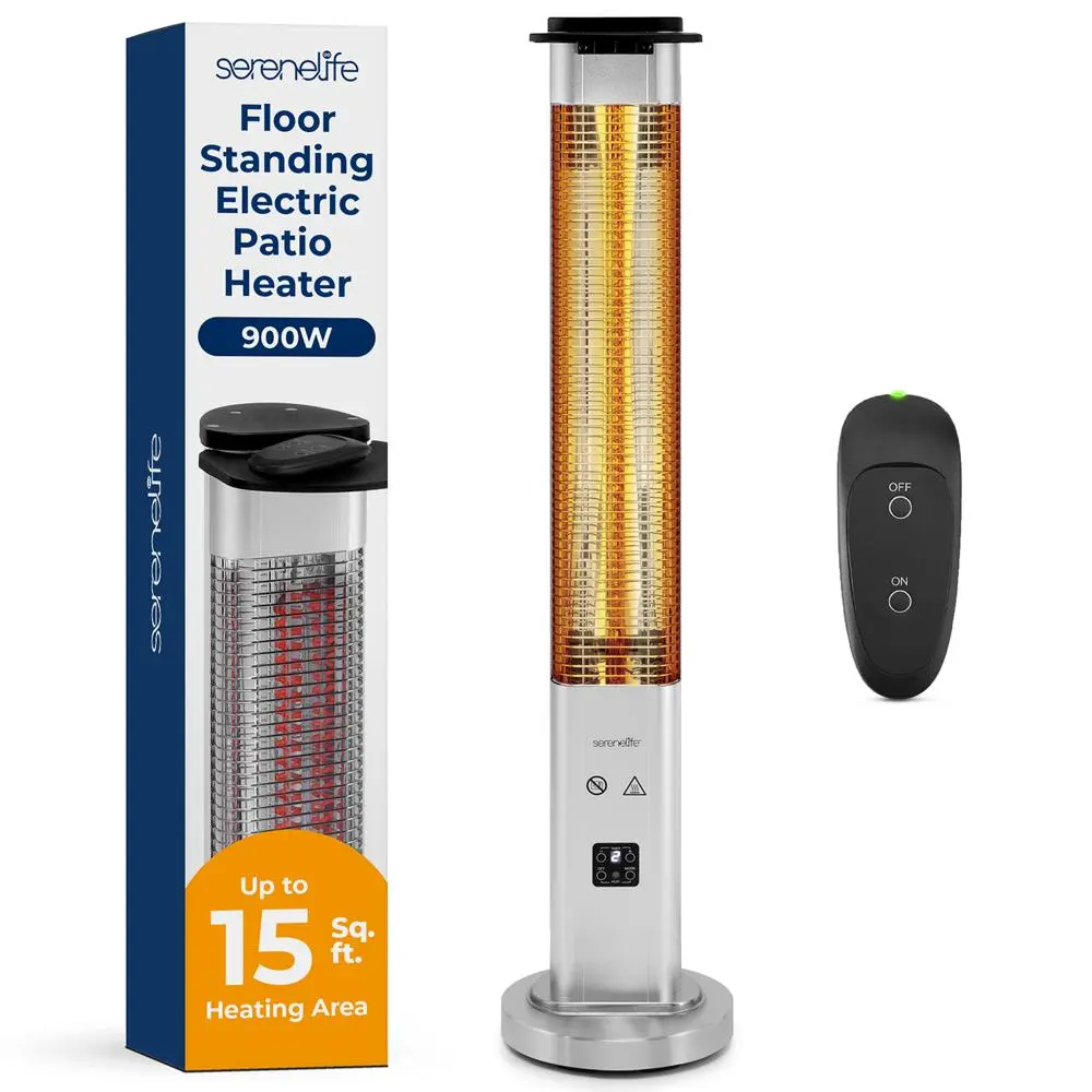 New 900W Power Radiant Outdoor Electric Patio Heater - Aluminum Alloy Reflector, Waterproof, Stainless Steel Components, Tip-Over Safe