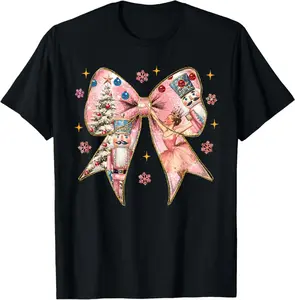 Coquette Bow Nutcracker Christmas Xmas Family Pajama Holiday T-Shirt