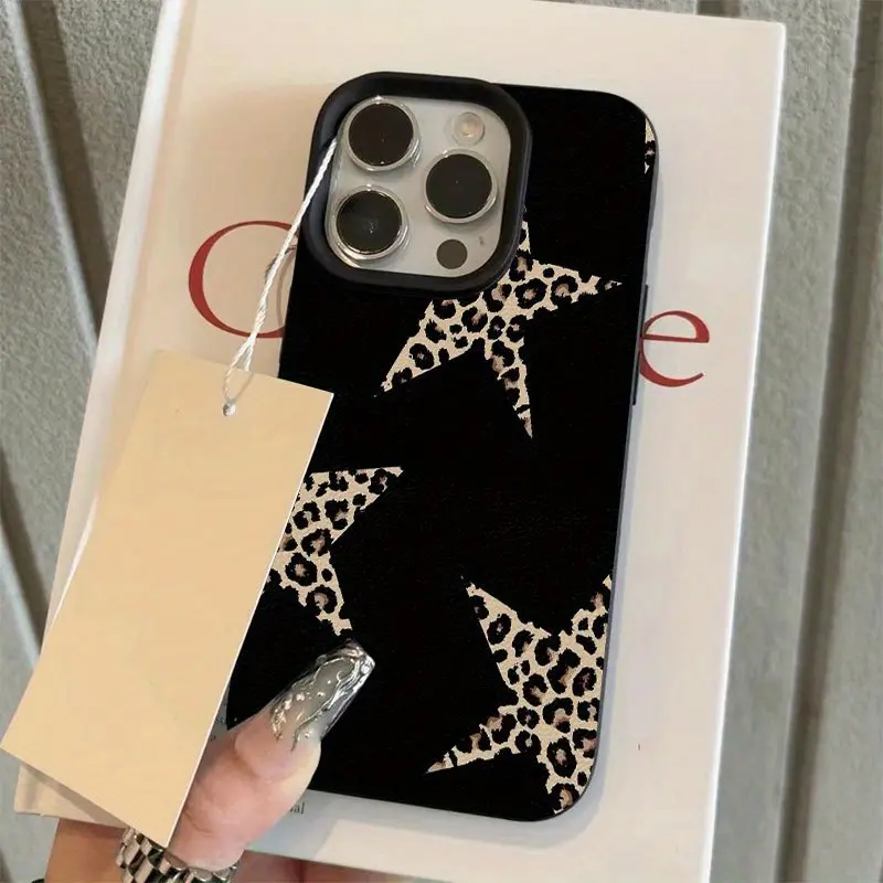 Leopard Star Pattern TPU Protective Phone Case - Shockproof, Anti-Drop, Sleek Design for iPhone 16 Pro Max/16 Plus/15 Pro Max/15/14/13 Pro/12/11, Smartphone Cellphone Handheld Devices Cover Accessory