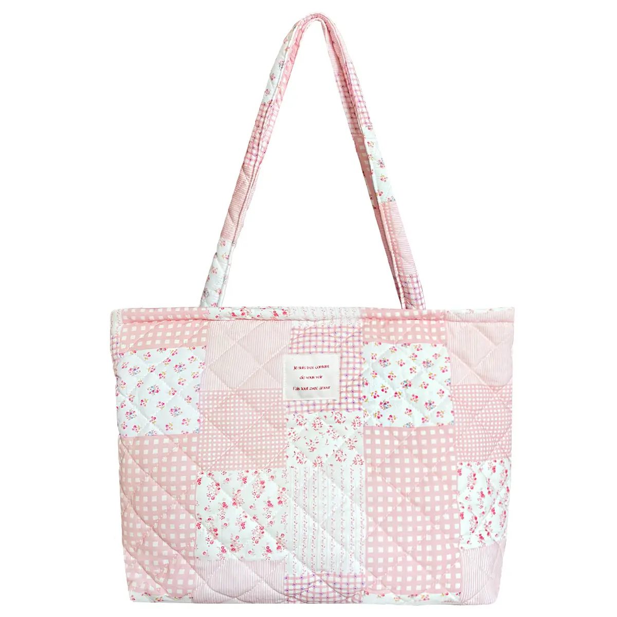 Cute Floral Small Quilted Tote Bags Zipper Shoulder Bag for Women Cute Floral Small Quilted Tote Bags Zipper Shoulder Bag for Women
