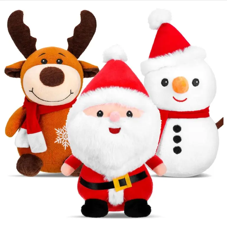 3 Pieces Christmas Plush Toys Santa Claus Plush Doll Reindeer Stuffed Animal Snowman Plush Toys Christmas Stuffed Animal Set for Boys and Girls Xmas Decorations Home Office Car Ornament, 9 Inch