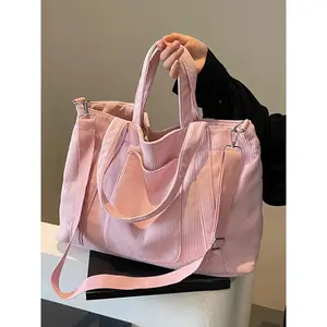 Simple large capacity corduroy women's shoulder bag crossbody bag, lightweight, personalized and niche casual women's bag with design sense, suitable for commuting, shopping, etc., Crossbody Tote Bag, Casual Crossbody Bags