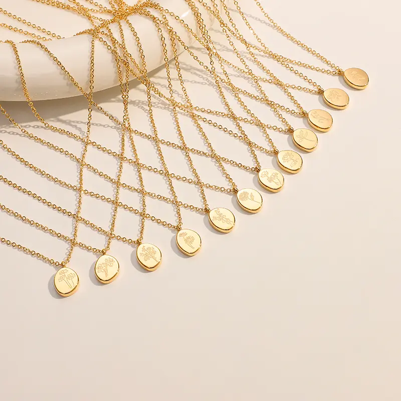 Gold Birth Flower Necklace