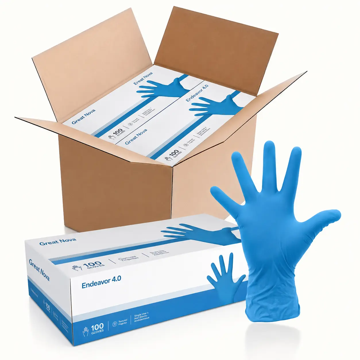 Great Nova Blue Nitrile Disposable Gloves Large, 100 Count, 5 Mil Cleaning Gloves Disposable, Latex-Free Blue Gloves