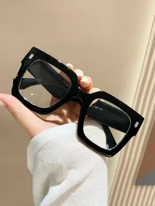 Plastic Frame Square Fashion Transparent Lens Glasses, Classic Simple Design, Unisex, All Face Types, Daily Use, Office, Reading, TV, Gaming, Square Frames Glasses
