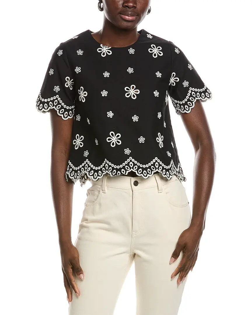 Gracia Embroidered Eyelet Crop Top