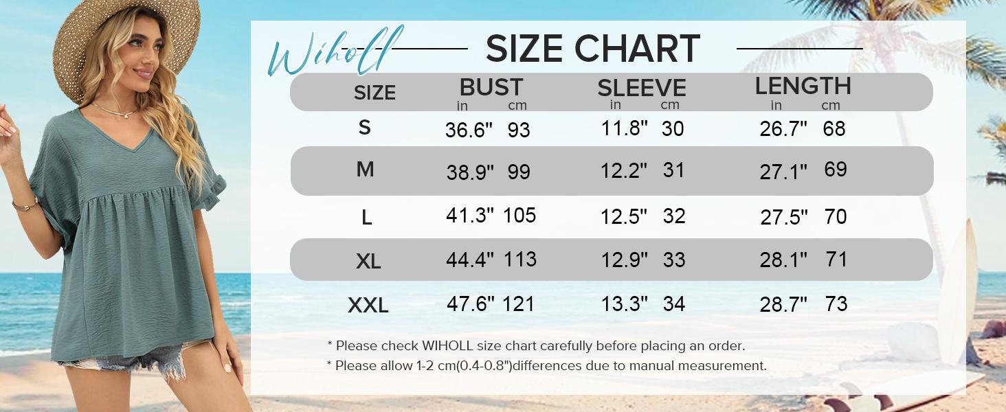 WIHOLL Womens Tops Casual V Neck Ruffle Sleeve T Shirts Babydoll Loose Fit Peplum Tops SpringStatements WIHOLL Womens Tops Casual V Neck Ruffle Sleeve T Shirts Babydoll Loose Fit Peplum Tops SpringStatements
