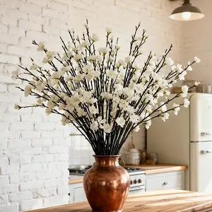40pcs Artificial Long-Stem Plum Blossoms, Realistic Plastic Flowers, Artificial Flowers For Outside, Indoor/outdoor Decor, Home Office Wedding Party Decoration