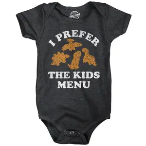 I Prefer The Kids Menu Baby Bodysuit Funny Sarcastic Dino Nuggets Jumper For Infants Funny Baby Onesies Funny Food Onesie Novelty Onesie Black -