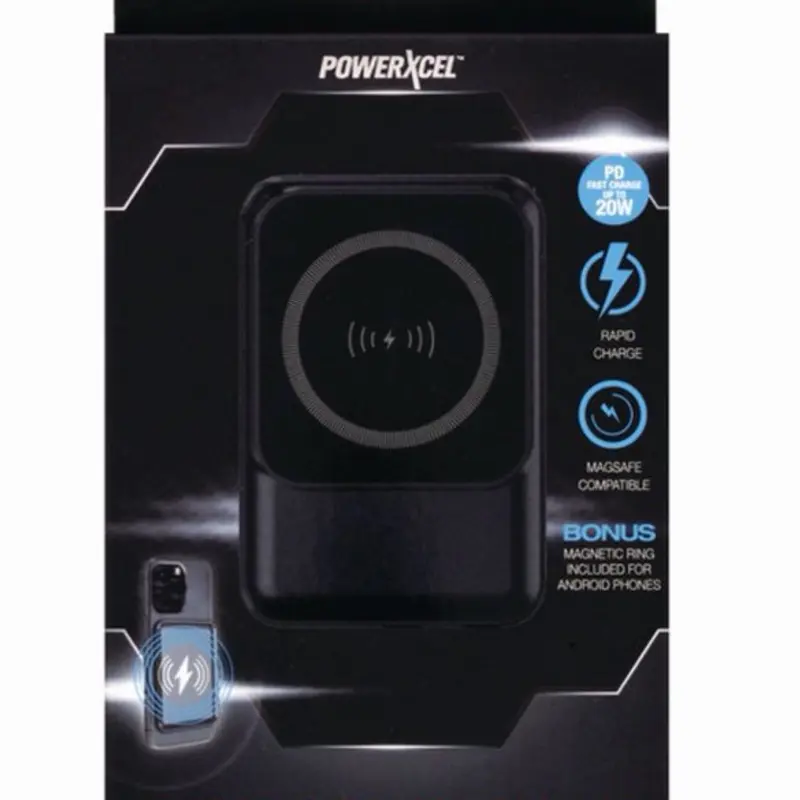 Powerxcel Mag-safe Compatible 5000mAh Wireless Fast-charger Power Bank for Smartphone & Phone