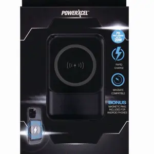 Powerxcel Mag-safe Compatible 5000mAh Wireless Fast-charger Power Bank for Smartphone & Phone