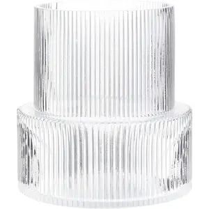 Ribbed Glass Vase, Fluted Clear Vases for Flowers, Modern Vases for Living Room, Dining Table, Entryway, Shelf, Wedding, Office, Coffee Table, Birthday, 7.5 Inches, Premium Soda Lime Glass, Elegant and Sturdy