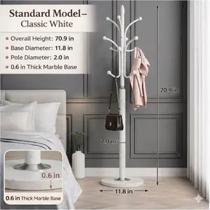 12-Hook Freestanding Coat Rack, Metal Coat Tree with Stable Weighted Base, Clothes Stand for Entryway, Bedroom, Living Room