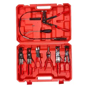 Every mechanic needs one! 9-piece extended water pipe clamp pliers set! Flexible steel wire design—resolves deep blind corners with a single tool; essential for removing water tanks, pipes, and coolant tubing., Flexibility cartool kit