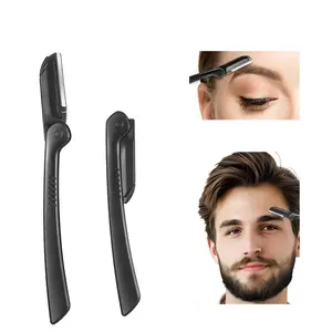 Eyebrow shaping knife, macro blade, folding eyebrow scraper, safety type, scratch-resistant, sharp, portable for beginners, men's and women's special eyebrow knife