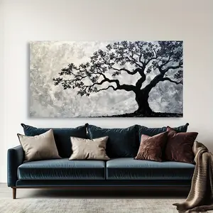 Modern Black and White Tree Canvas Wall Art - For Living Room, Office, Bedroom or Kitchen Decor - High Quality Wood Frame, Indoor Wall Hanging, Simple Home Decor, Bedroom Artwork, Wall Decoration.