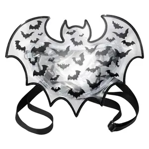 Bat Shaped Clear Vinyl Backpack Purse - Semi-Transparent Stadium Bag