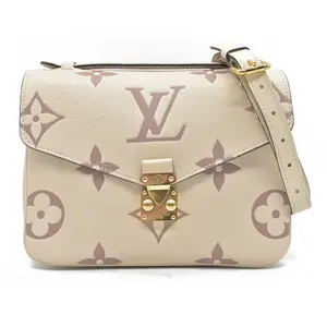 Pre-owned Louis Vuitton canvas Shoulder Bags $3100 Empreinte Monogram Giant Pochette Metis Creme Bois De Rose RFID