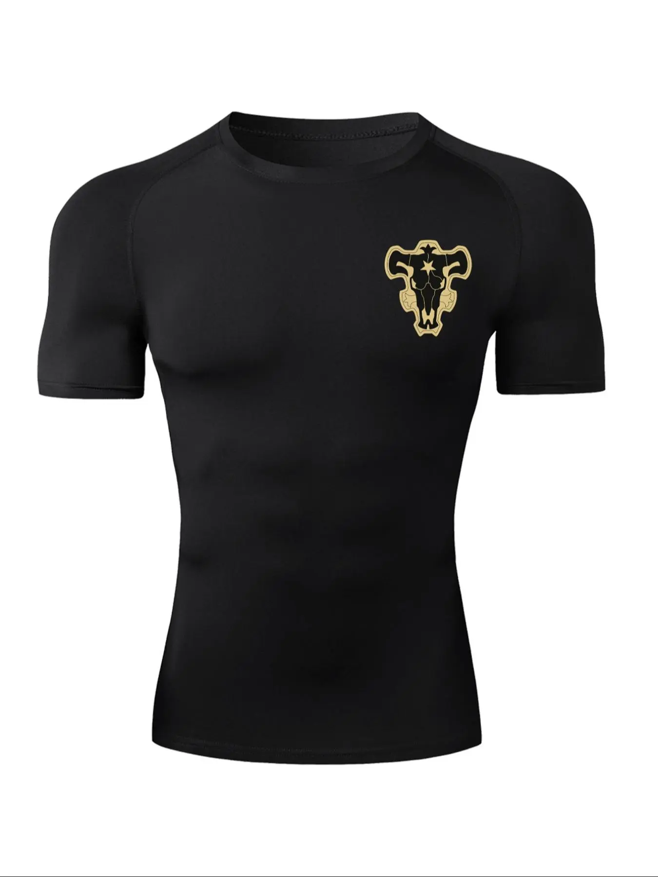 Men's Regular Fit Bull Head Print Sporty Round Neck Tee, Casual Short Sleeve Crew Neck T-shirt for Summer, Athletic Style Activewear, Fashion Men's Top for Daily Wear, Casual Sportswear, Activewear Clothing