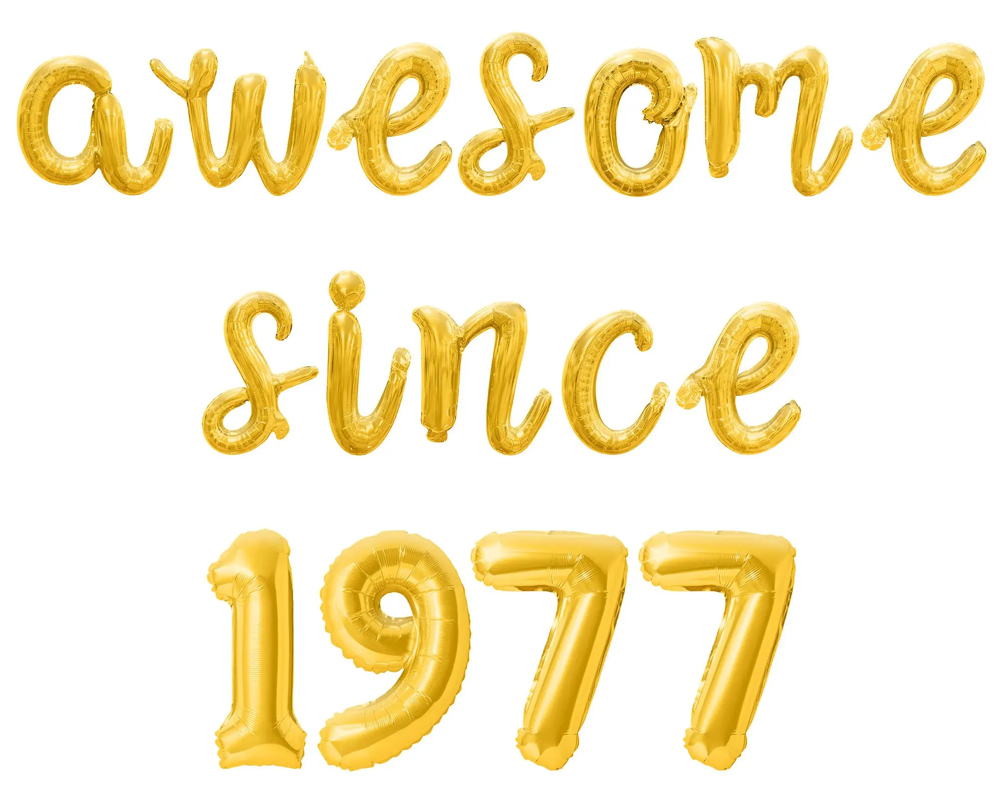 Cursive Script Letter Balloons - AWESOME SINCE 1977 16" Inch Alphabet Letters Foil Mylar Balloon Birthday Party Banner