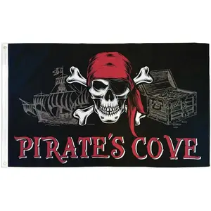 CIRCLE- Jolly Roger Pirate'S Cove Flag 3X5Ft Boating Flag Skull 100D