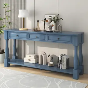 ARCH TREXM Console Table 63" Long Console Table with Drawers and Shelf for Entryway, Hallway, Living Room (Navy, OLD SKU: WF314993AAM)