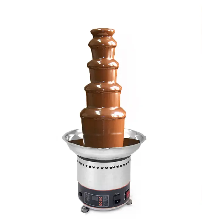 Yokoma 110V Commercial Stainless Steel Digital Display Chocolate Waterfall Fountain 5 Tiers Heating Chocolate Fountain Machine