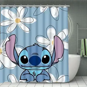 DISNEY CLASSIC Stitch Shower Curtain, Modern Bathroom Decoration, with 12 Hooks, Bathroom Decoratio