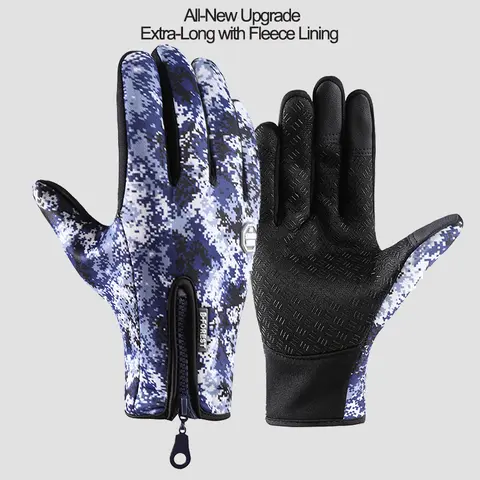Unisex Winter Sports Protective Hand Gloves - Windproof, Water-Resistant, Full-Finger Fleece-Lined, Adjustable Zip, Heat-Retaining, Antiskid Touchscreen, for Outdoor Driving, Riding, Winter Motorcycle, Includes Gloves, Protective Glove