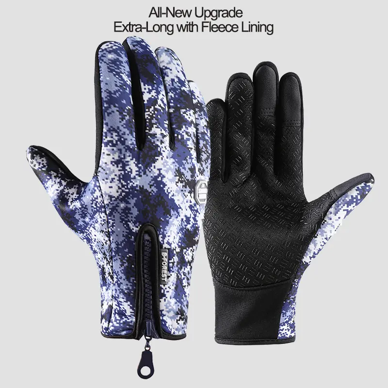 Unisex Winter Sports Protective Hand Gloves - Windproof, Water-Resistant, Full-Finger Fleece-Lined, Adjustable Zip, Heat-Retaining, Antiskid Touchscreen, for Outdoor Driving, Riding, Winter Motorcycle, Includes Gloves, Protective Glove
