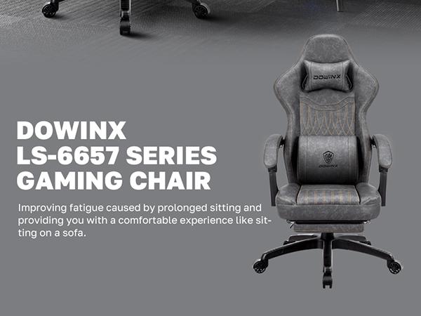 Dowinx Gaming Chair Breathable PU Leather Gamer Chair, Ergonomic Computer Chair with Massage Lumbar Support and Footrest Dowinx Gaming Chair Breathable PU Leather Gamer Chair, Ergonomic Computer Chair with Massage Lumbar Support and Footrest
