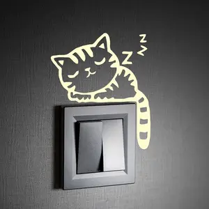 Cat Switch Glow-In-The-Dark Stickers, Rechargeable Light-Emitting Adhesive Patches, Ideal for Home Decor & Safety Features