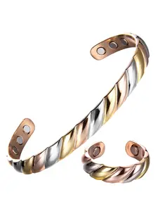 Magnetic Cuff Bangle & Ring, Adjustable Jewelry for Party, Daily Clothing Decor, Trendy All-match & Exquisite Jewelry for Birthday Gift, Fashionable Bangle, Magnetic Bracelet, Adjustable Cuffs, Cuff Bracelet Set