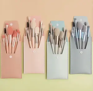 Mini 8 Piece Travel Makeup Brush Set with Storage Bag Soft Portable Foundation Eyeshadow Tools