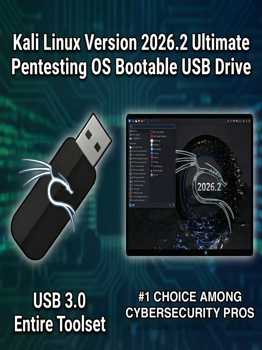 Kali Linux 2026.2 Ultimate Hacking OS Bootable USB Drive USB 3.0 Full Toolset, Free Delivery