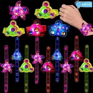 24 Pack LED Light Up Fidget Spinner Bracelets, Glow in The Dark Party Favors