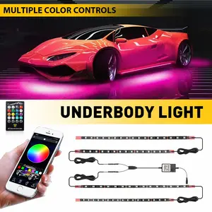NEW LED Strip Under Car Tube Underglow Underbody System Neon Light Kit, APP+Remote Control, Music Sync, Easy Install with 3M Tape/Brackets, Universal Fit for Car/Truck/SUV, Waterproof