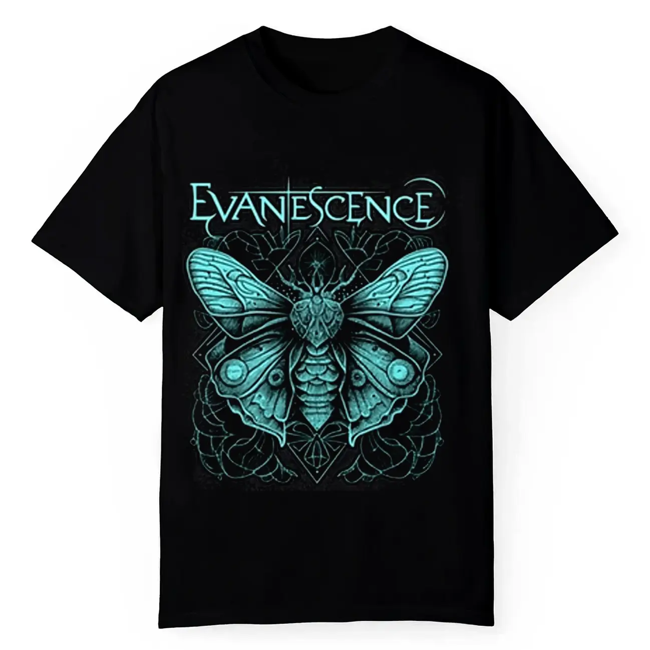 Gildan Women's Black Evanescence Graphic Print Tee, OEKO-TEX Certified Casual Fitted Short-Sleeve Top, Ethically Sourced 100% US Cotton Fashion Apparel, Retro Look