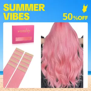 WENNALIFE 10pcs Colored Tape In Hair Extensions Human Hair 20g to 25g 10 to 26 inch Remy Invisible Tape Ins Straight Coachella #SummerVibes
