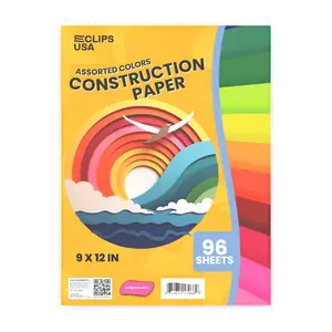 Construction Paper - 9 X 12 Inches, Assorted Colors, 96 Sheets