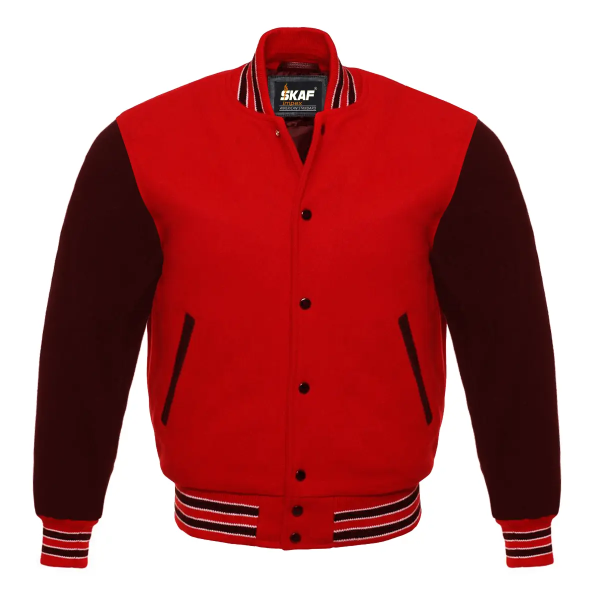 All Wool Letterman Varsity Jacket Red-Black-White